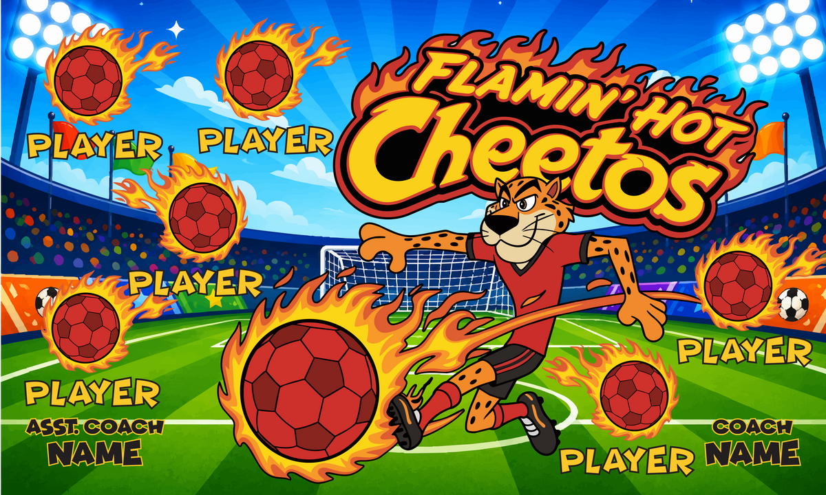 Custom Sports Team Banner 3x5 ft – Flamin' hot Cheetos 1094