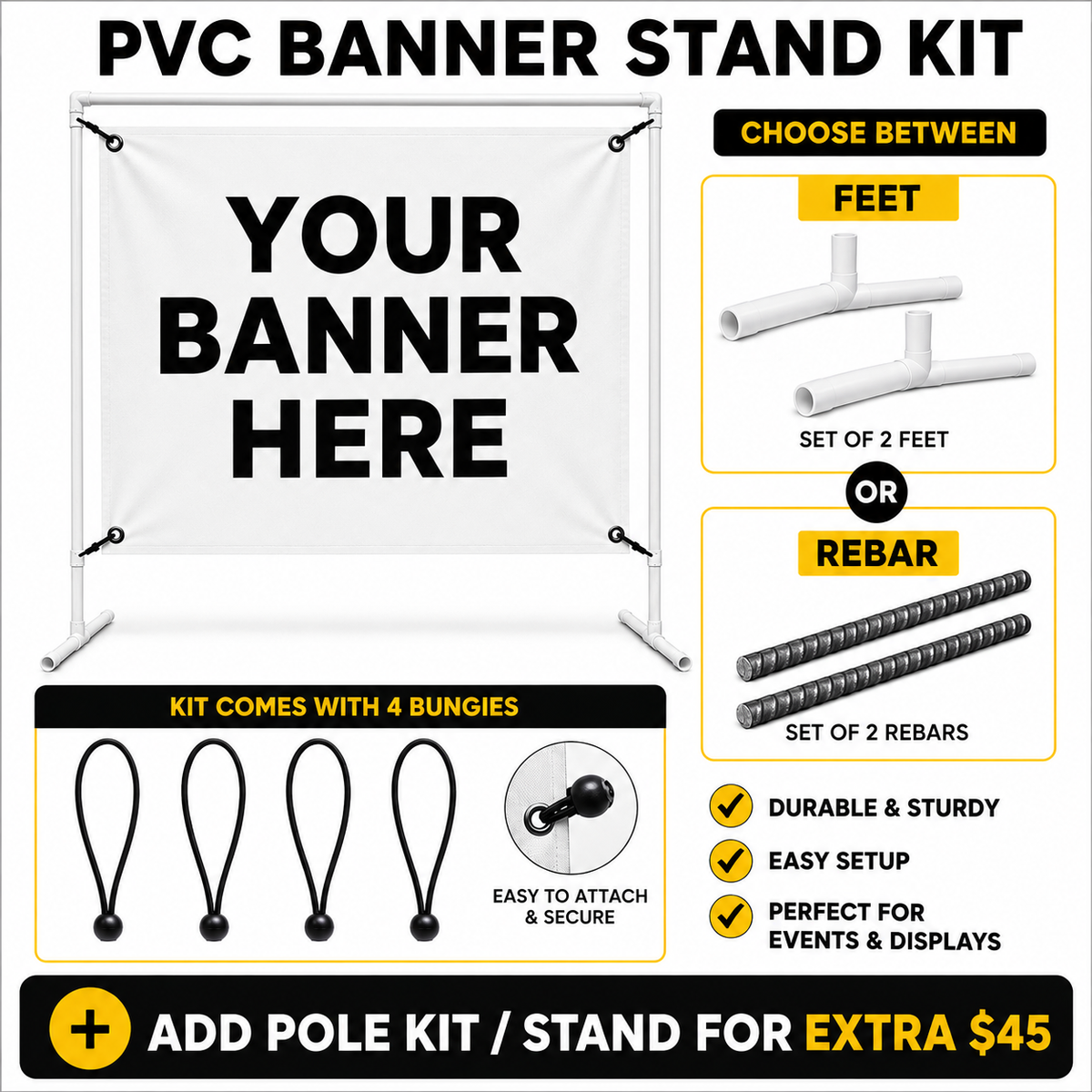 Pole Kit Stand Options - Feet or Rebar