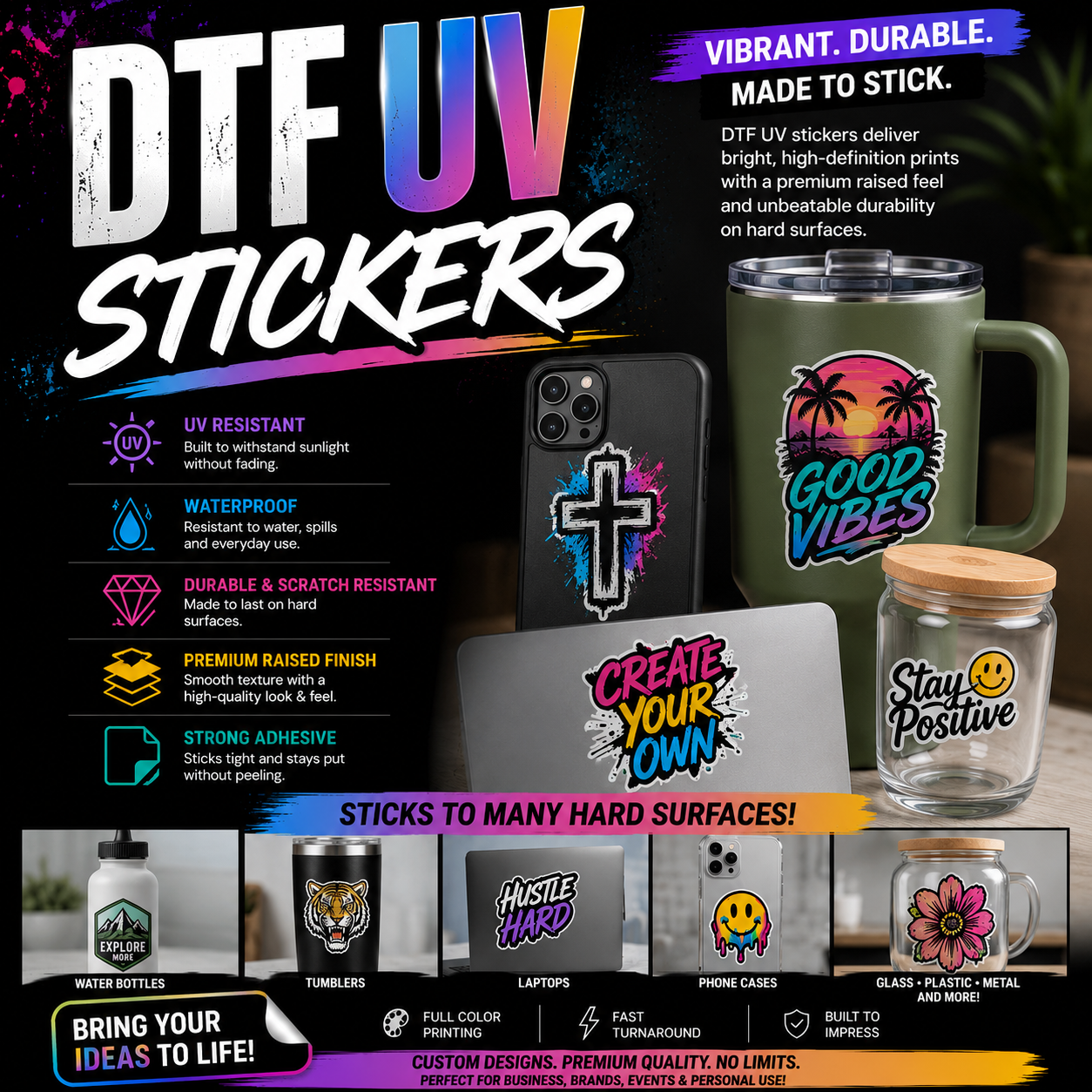 Custom DTF UV Stickers Ready to use