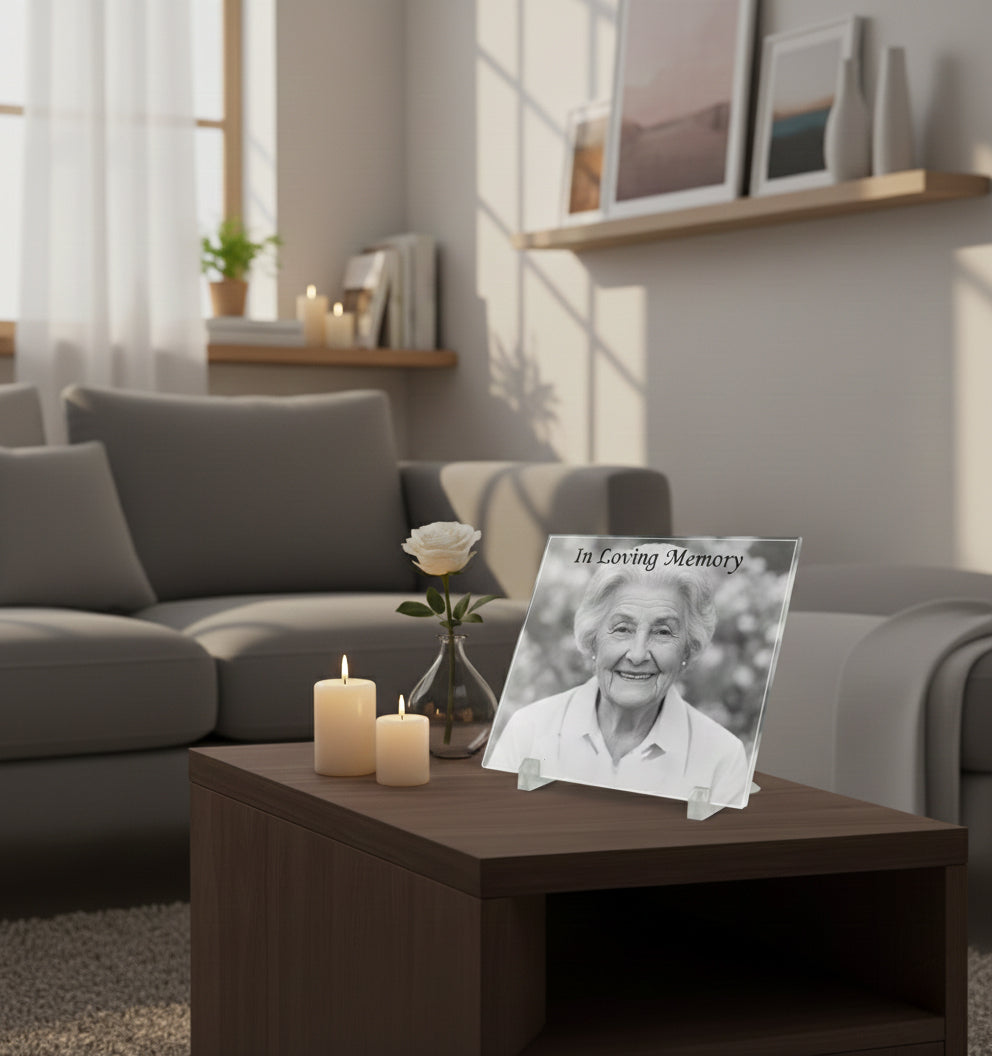Personalized Memorial Glass Photo – Custom Printed Glass Picture