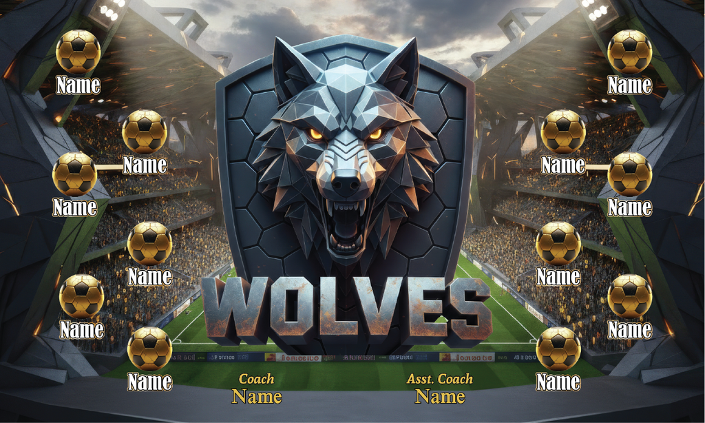 Custom Sports Team Banner 3x5 ft – Wolves Design (1020)